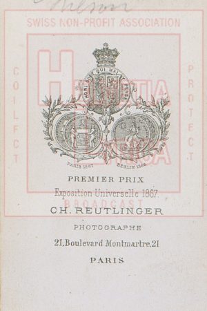 Verso de la photographie de Christine Nilsson dans le costume de Marguerite du Faust de Charles Gounod, Paris (collection Motisi)