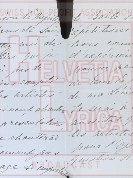 Lettre manuscrite de Christine Nilsson à Mapleson du 15 juin 1881, p.2 (collection Motisi)