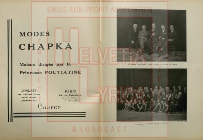 Dargomyjsky: Roussalka. Progamme de l'Opéra Russe de Paris avec Chaliapine, 1930 (collection Motisi)