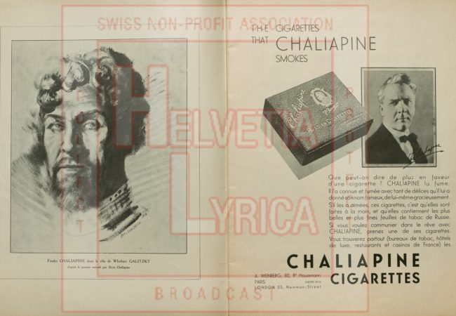 Dargomyjsky: Roussalka. Progamme de l'Opéra Russe de Paris avec Chaliapine, 1930 (collection Motisi)