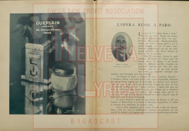 Glinka: Rouslan et Ludmila. Programme de l'Opéra Russe à Paris, 1930, p. 3 (collection Motisi)