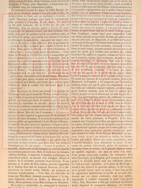 Biographie de Meyerbeer dans le Magasin Pittoresque, tome 34 mars 1866, p.67 (collection Motisi)