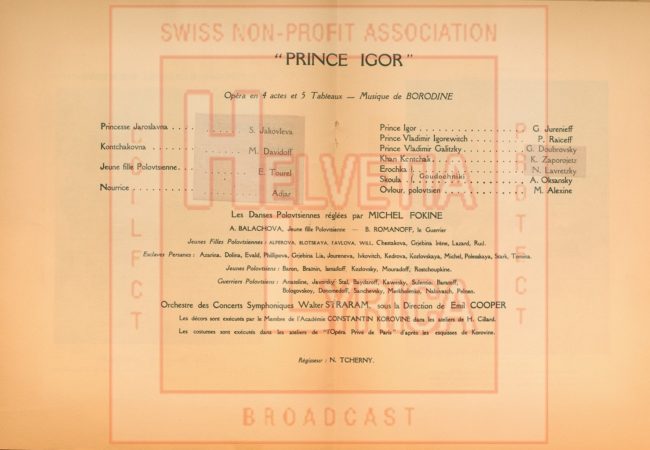 Borodine: Prince Igor. Programme de l'Opéra Privé à Paris, 1929, p. 9 (collection Motisi)